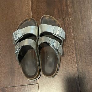 Women's Arizona Birkenstock Silver Size 37